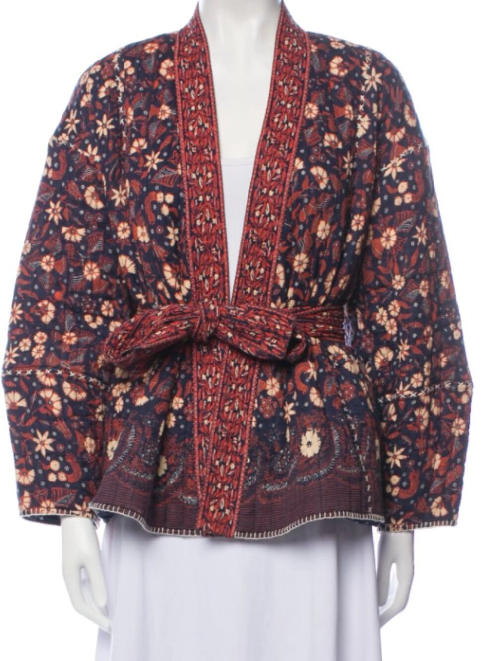 Ulla Johnson Quilted Sachi Jacket in Midnight / Red, Size Small